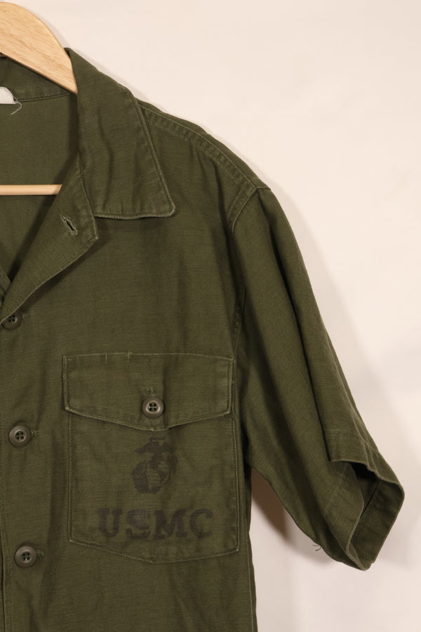 1967年契約　17 1/2 × 36 USMC　アメリカ海兵隊　半袖　OG-107 ユーティリティシャツ　中古品　大きめサイズ
