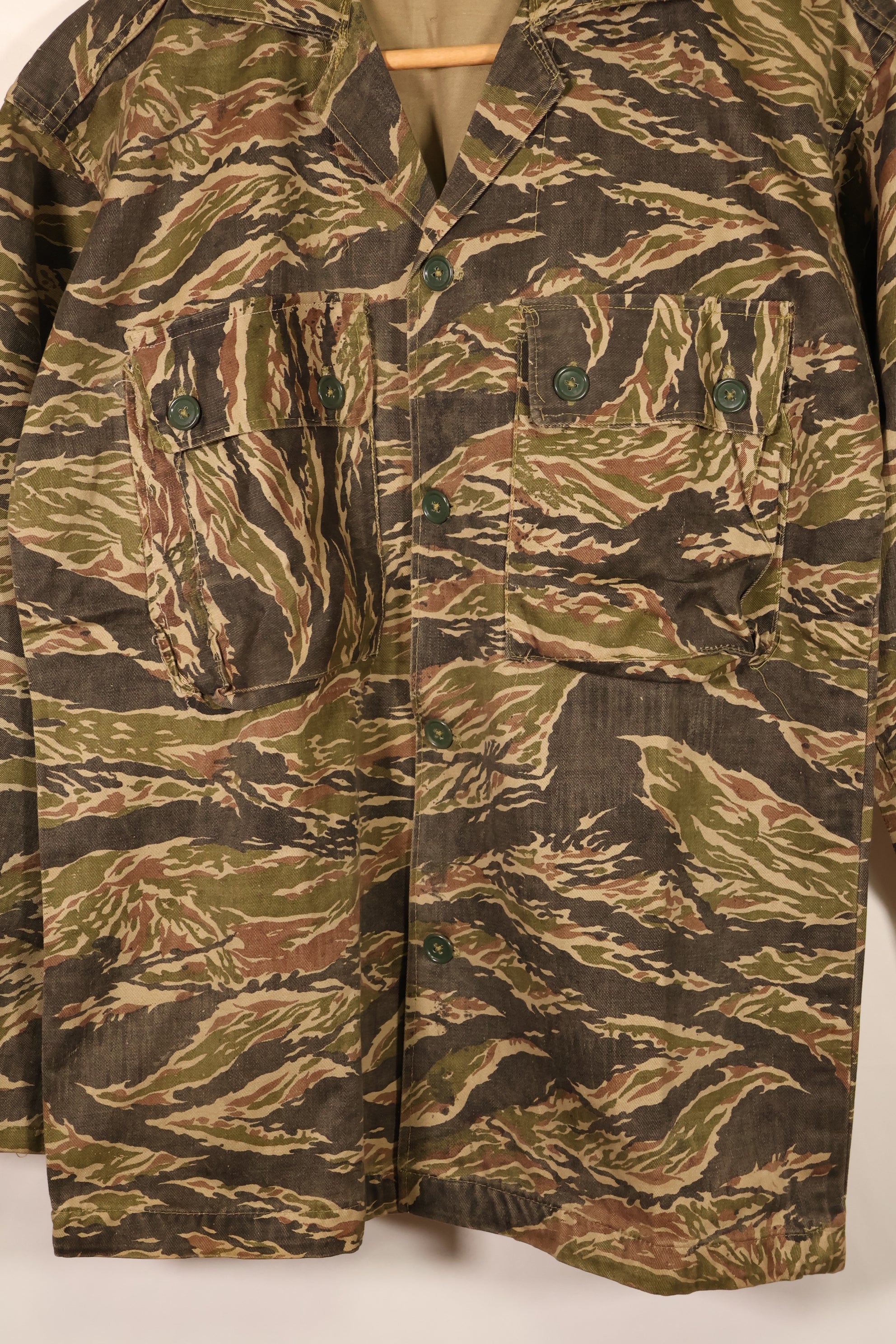Late 1960s | Locally made | Estimated to be made in Vietnam or Thailand | Tiger-striped shirt | Used