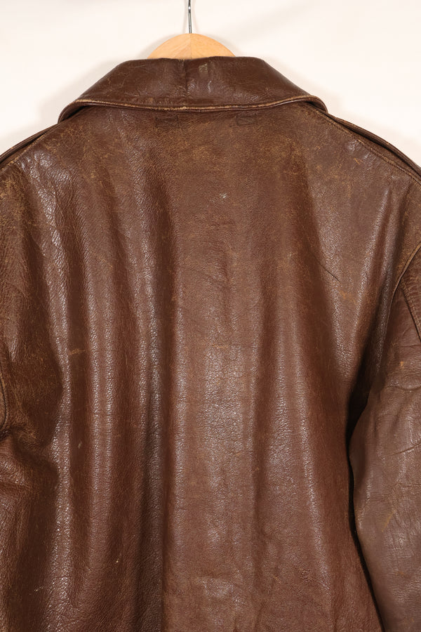 1940s size 42 WWII U.S. Army Air Corps USAAF A-2 flight jacket with name, used.