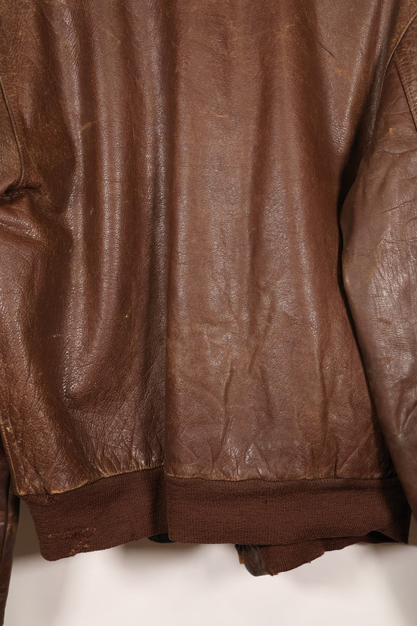 1940s size 42 WWII U.S. Army Air Corps USAAF A-2 flight jacket with name, used.