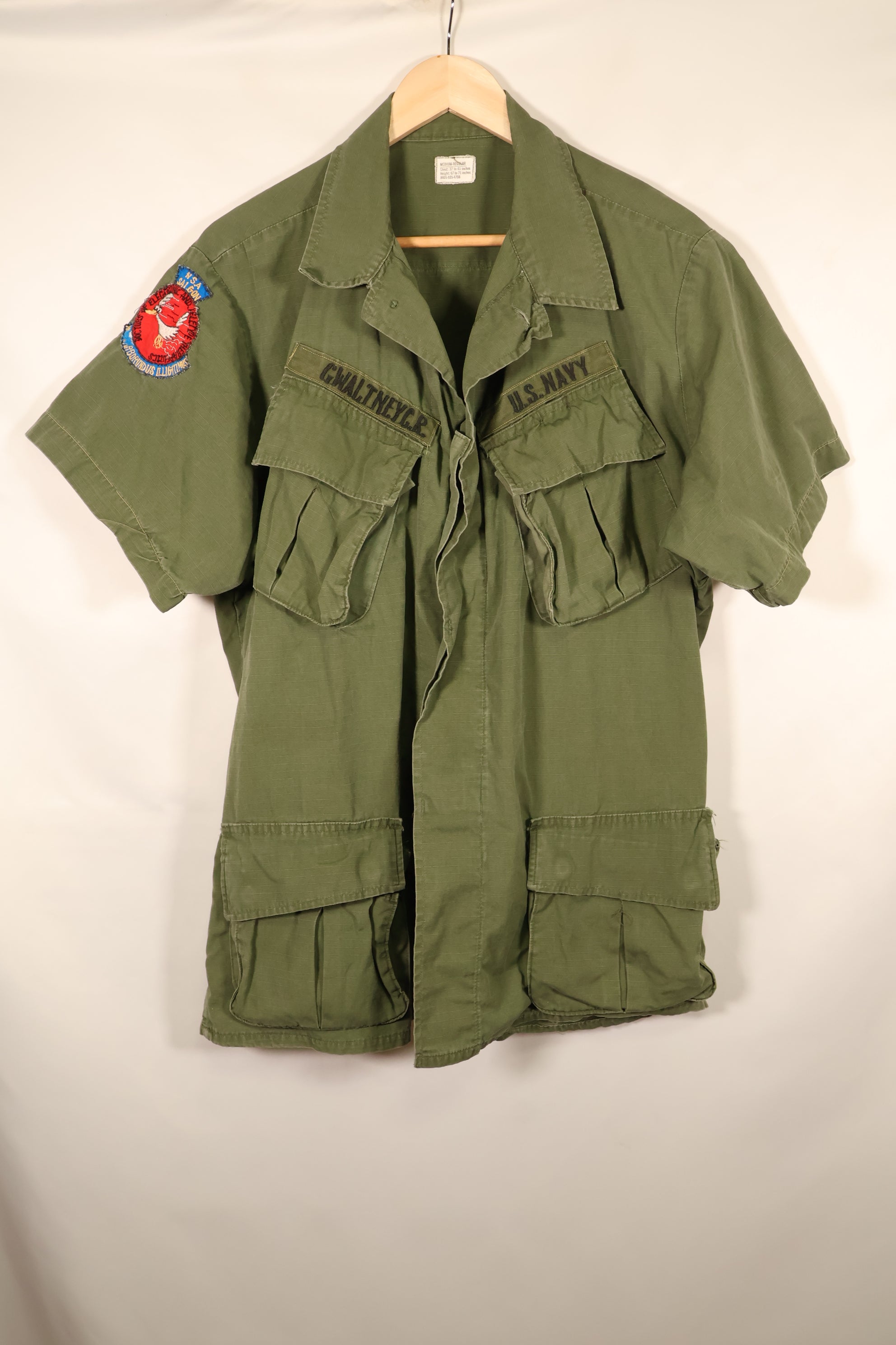 1968 Contract, M-R, 4th Model Jungle Fatigue Jacket, USN, Short-Sleeve Custom, Used