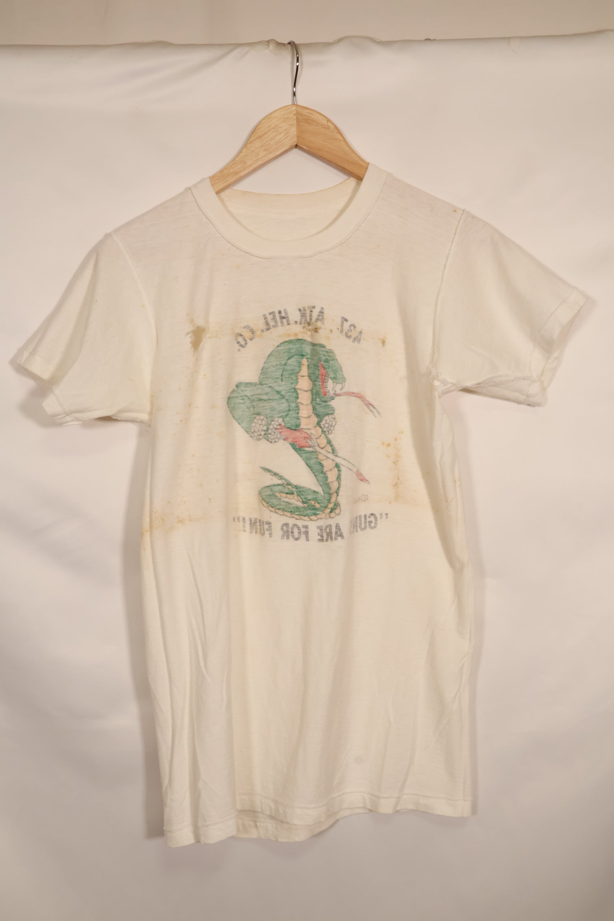 1960s U.S. Army, Vietnam War, 437th Attack Helicopter Company, T-shirt, used.