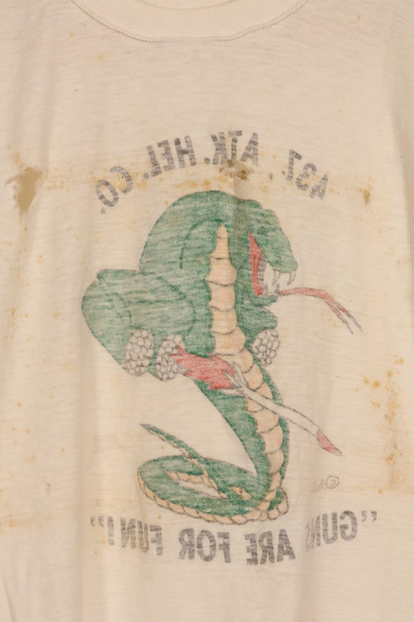 1960s U.S. Army, Vietnam War, 437th Attack Helicopter Company, T-shirt, used.