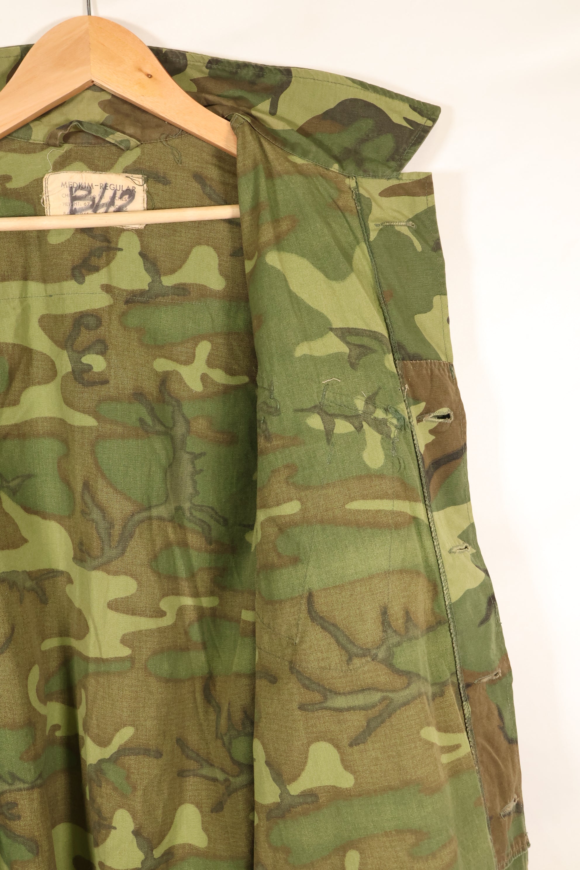 1966-67 Contract M-R ERDL Early Print Jungle Fatigue Jacket Used