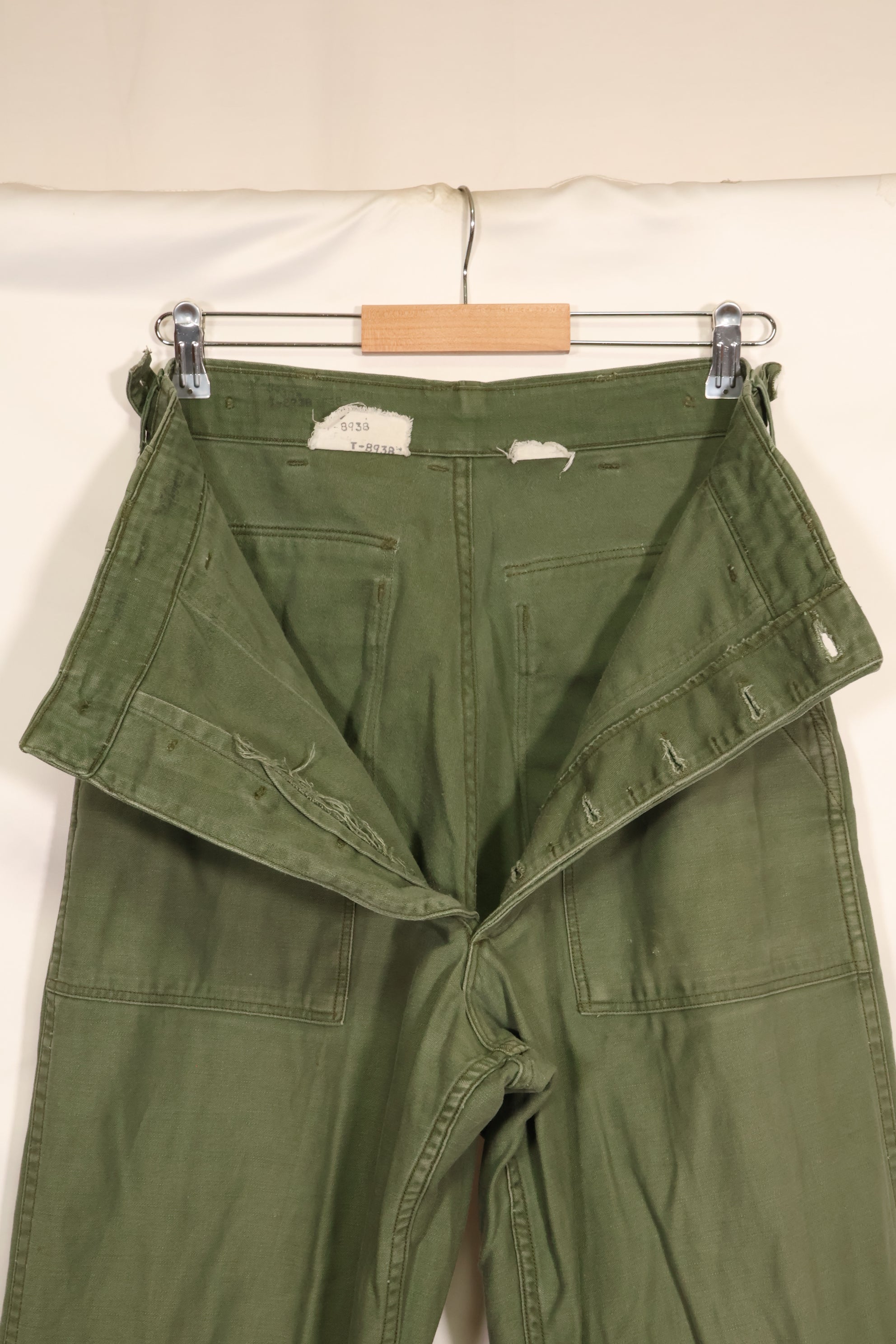1950s TYPE 1 estimated SMALL US Army OG-107 Utility Pants Baker Pants Used B