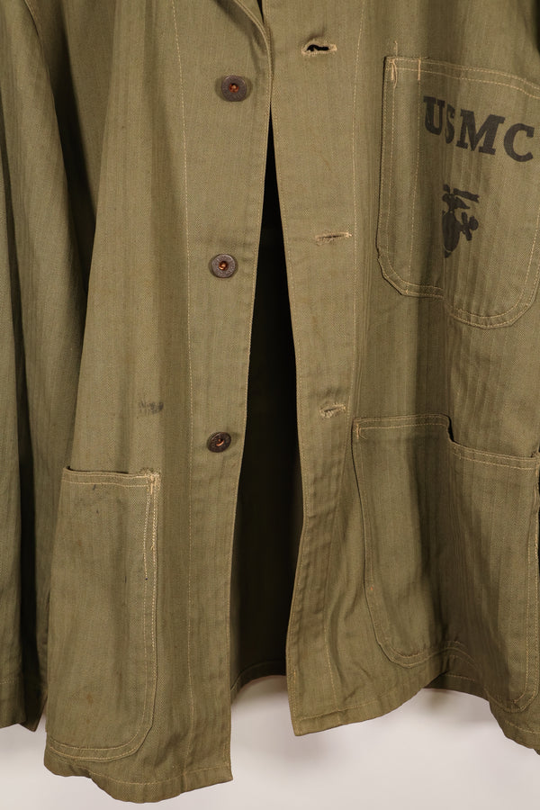 20 世纪 40 年代美国海军陆战队 P-41 HBT 通用夹克，状况良好，使用过。