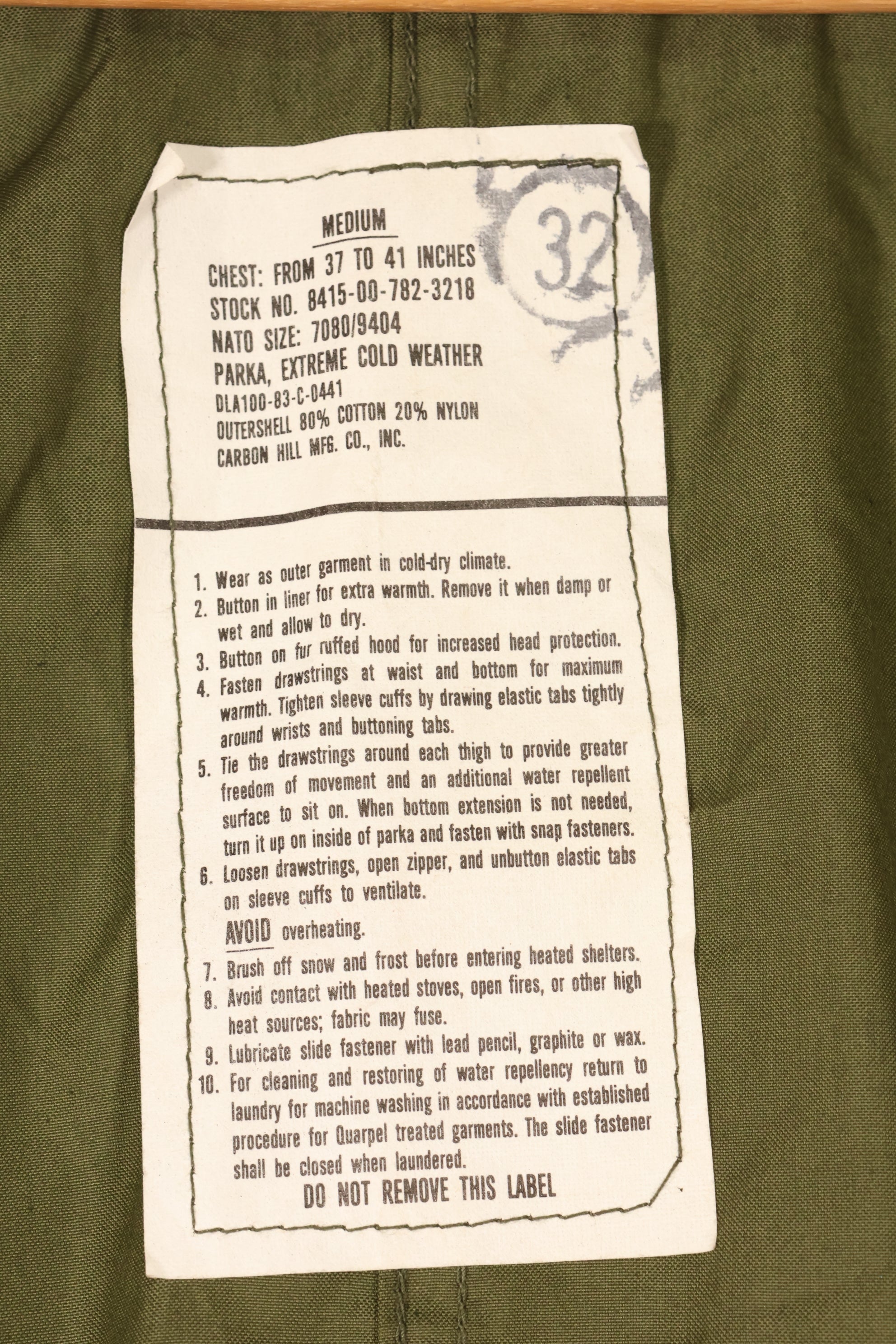 1983 Contract, MEDIUM, U.S. Military, M65 Field Parka, Set with Liner, Good Condition, Used