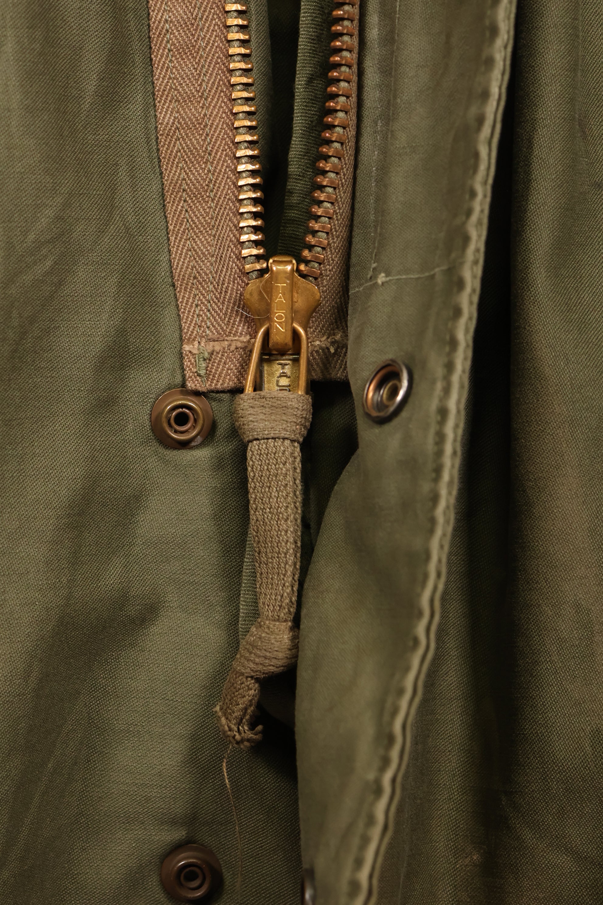 Late 1940's L size US Army M-48 Field Parka with repairs, used movie company costume.