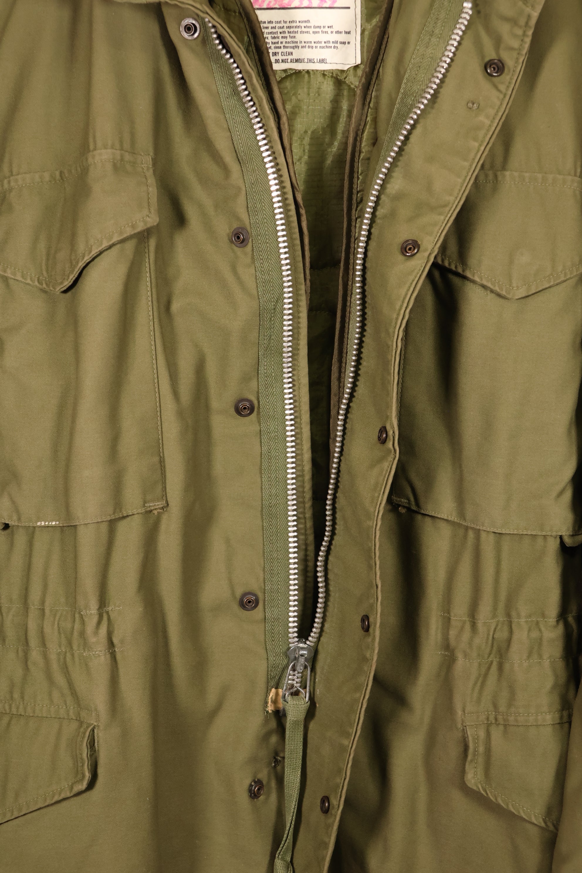 Mid-1960s, M-R, 2nd Model M65 Field Jacket, Early Production, with Civilian Liner, Used