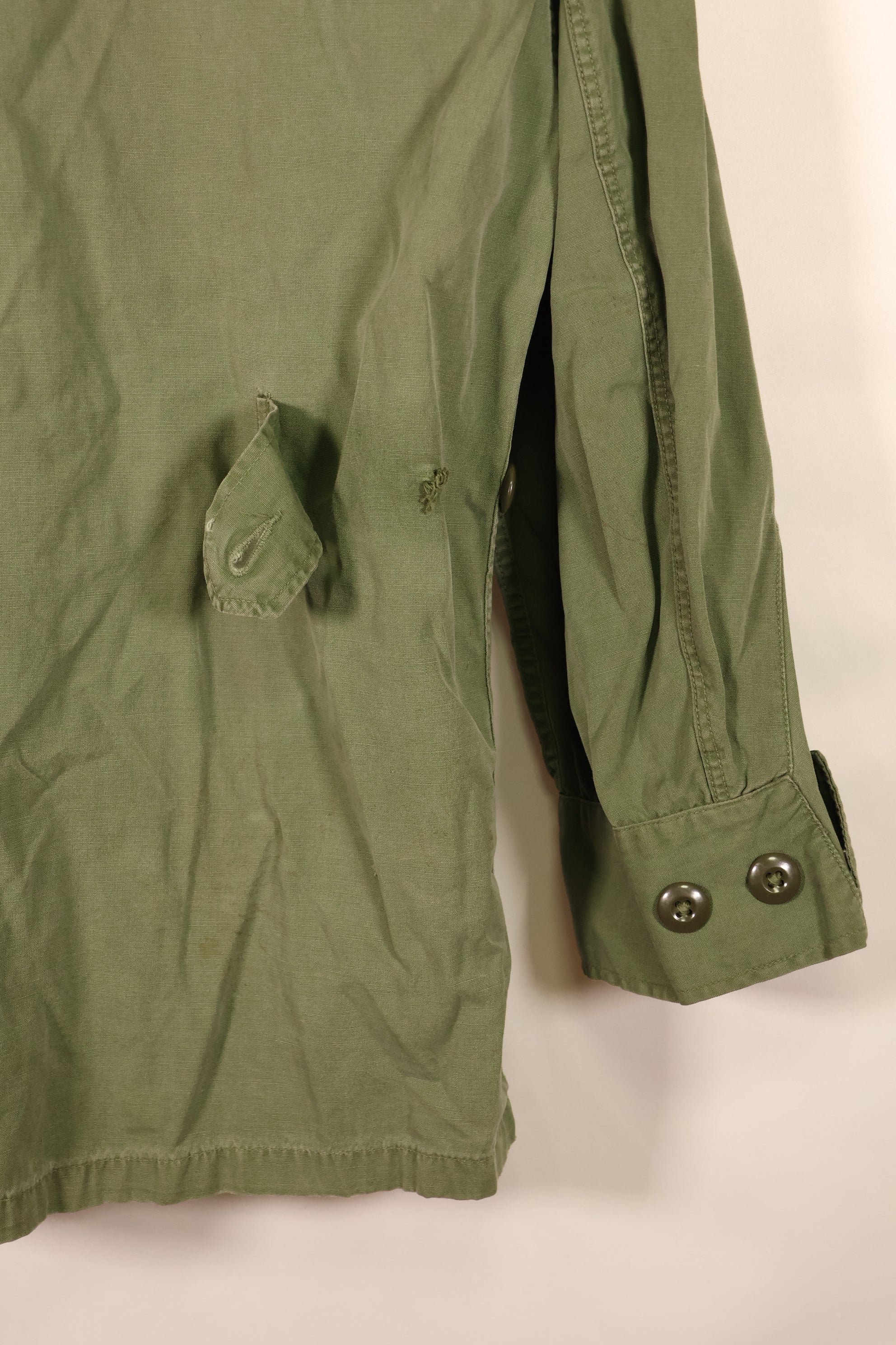 Estimated 1963–64 Contract; Estimated S-S; U.S. Marine Corps; 1st Model Jungle Fatigue Jacket; Repaired; Used