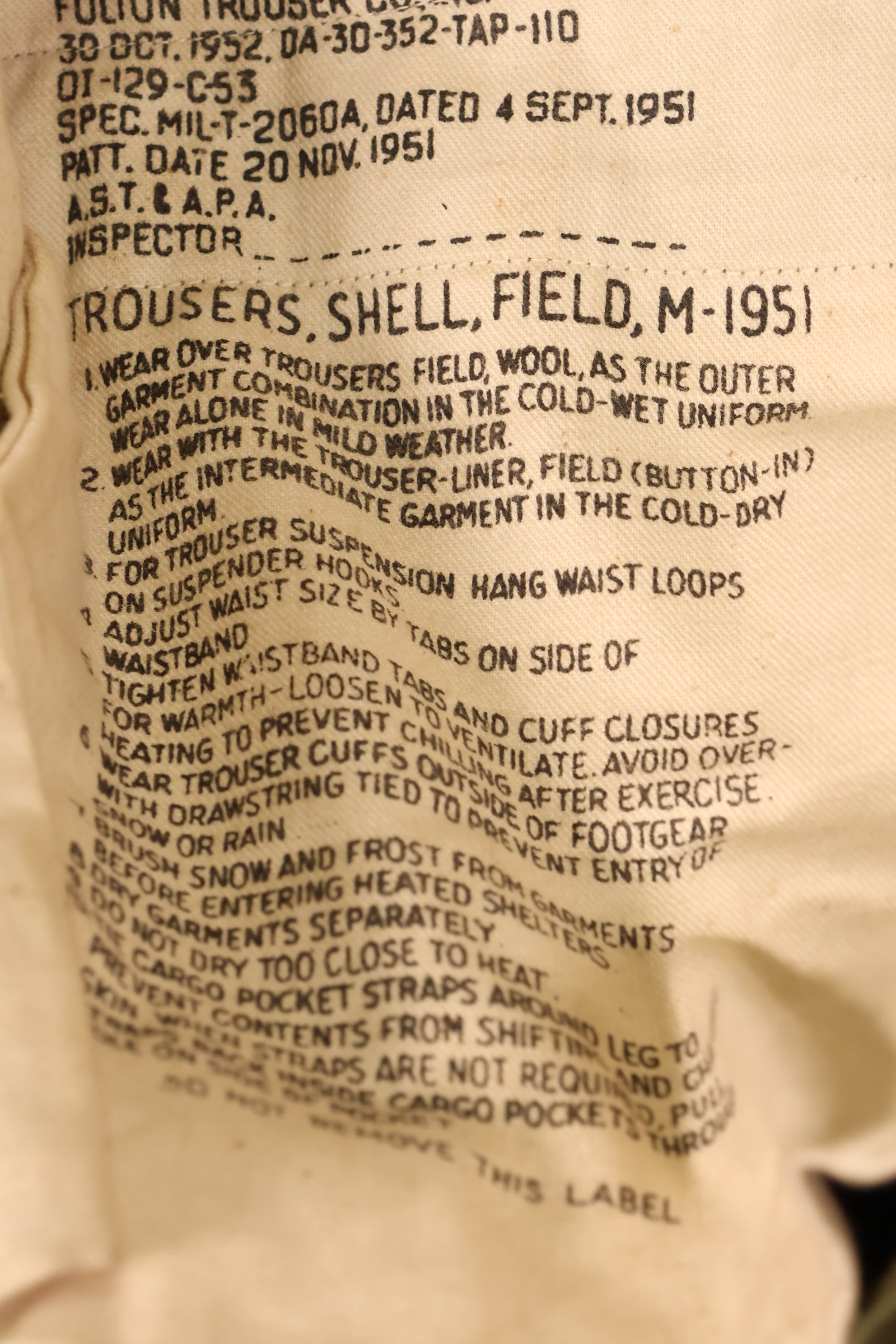 1951 Contract, M-R, U.S. Army, M-1951 Field Pants, M51 Pants, Virtually Unused　