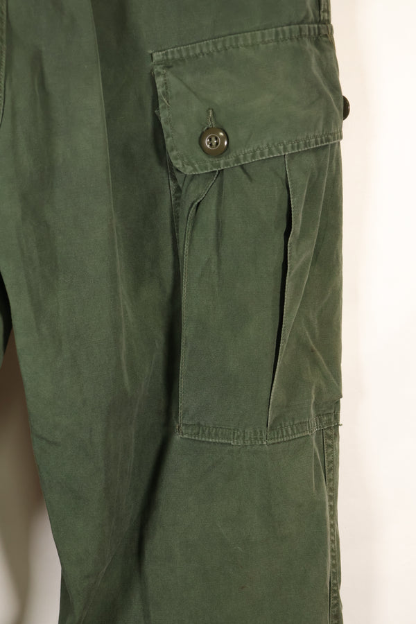 1963 contract, estimated S-L 1st Model Jungle Fatigue pants, dyed, CRC release, faded, used.