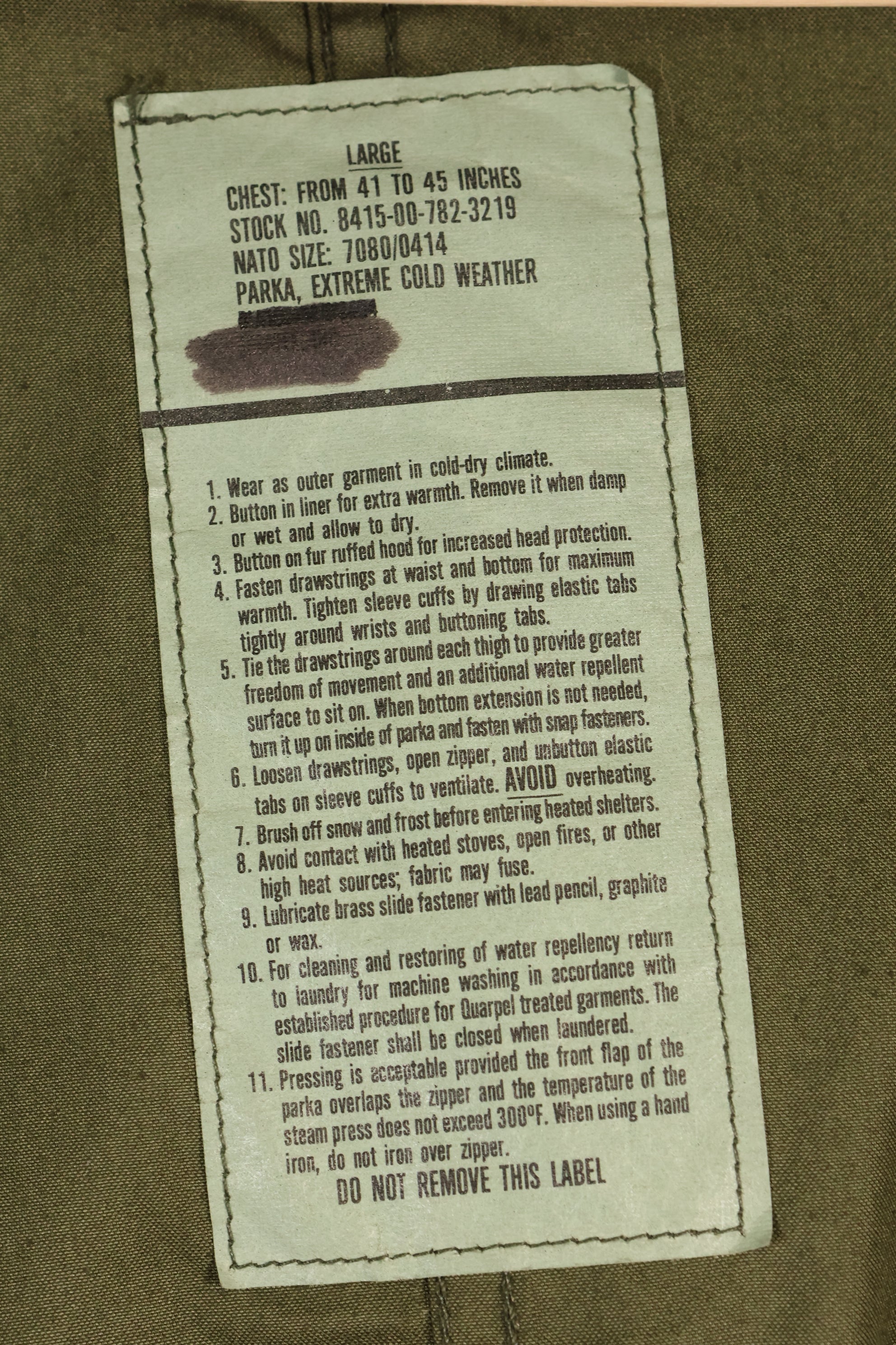 Year Mixed LARGE M65 Field Parka Set M51 with Liner Used A