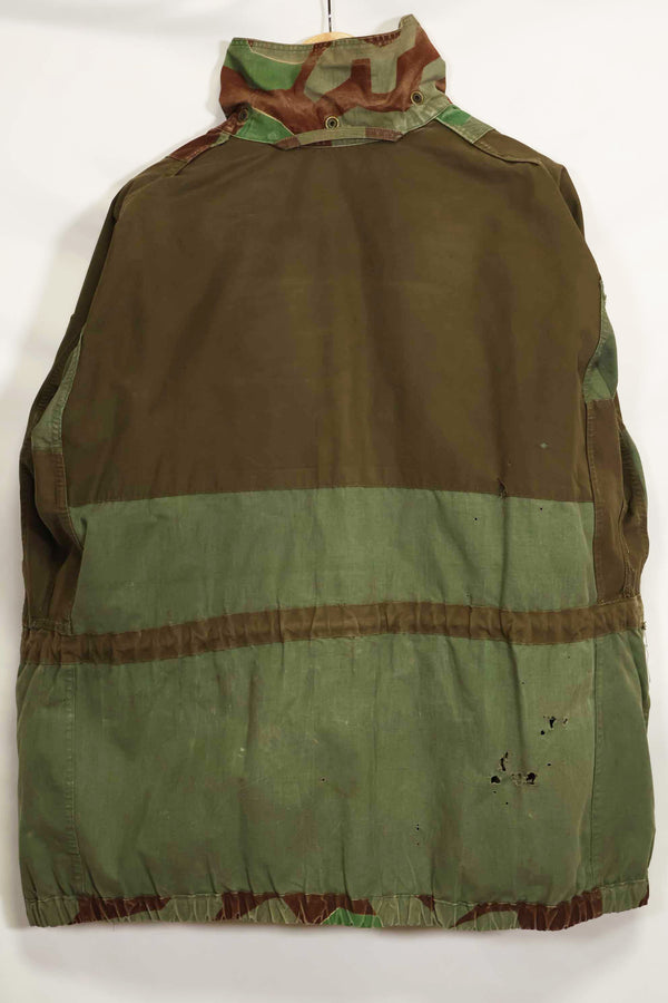 Real 1950s West German Airborne Jacket, splinter pattern, zipper failure, large size, used.