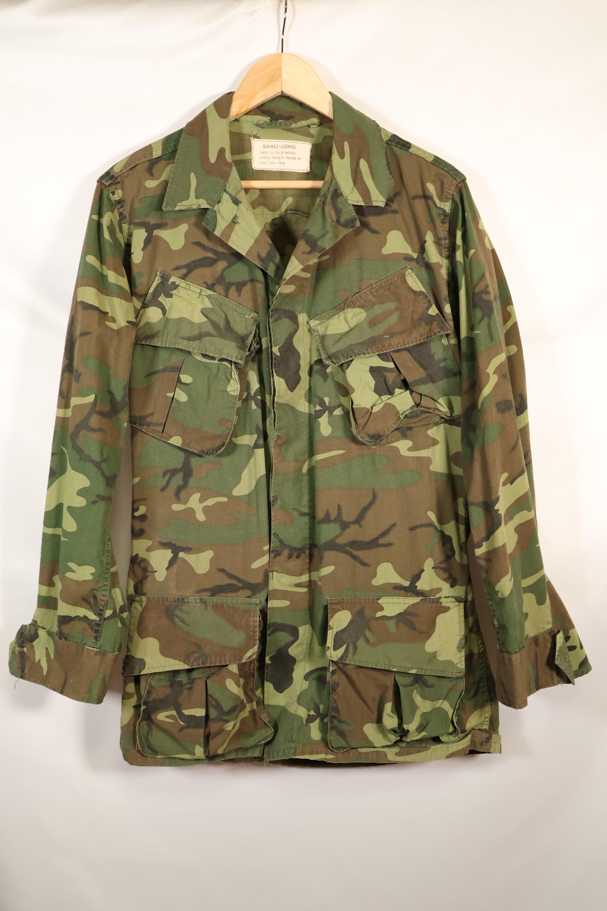 Circa 1966-67 US Army ERDL Camouflage Leaf Camouflage Jungle Fatigue Jacket, used.