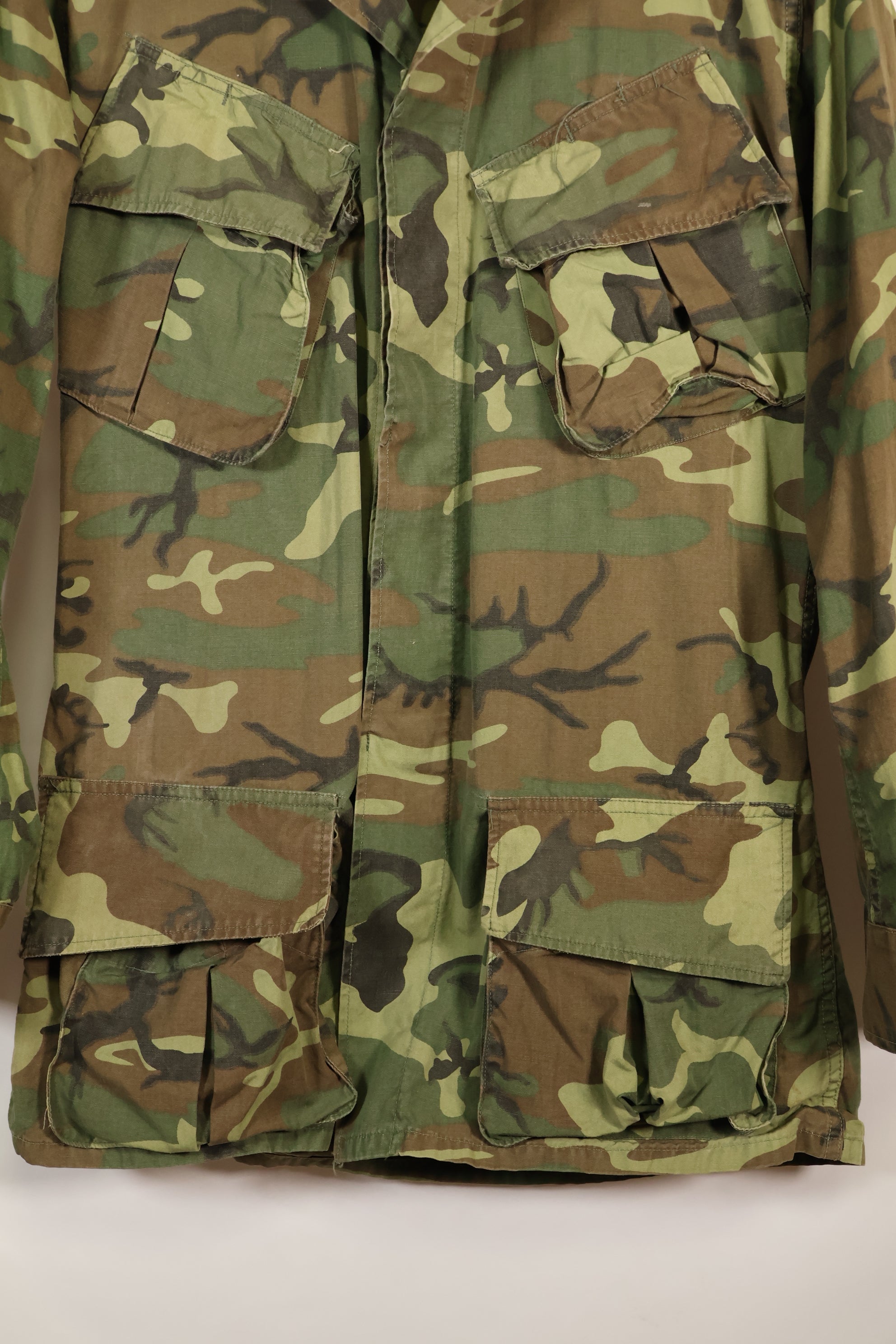 Circa 1966-67 US Army ERDL Camouflage Leaf Camouflage Jungle Fatigue Jacket, used.