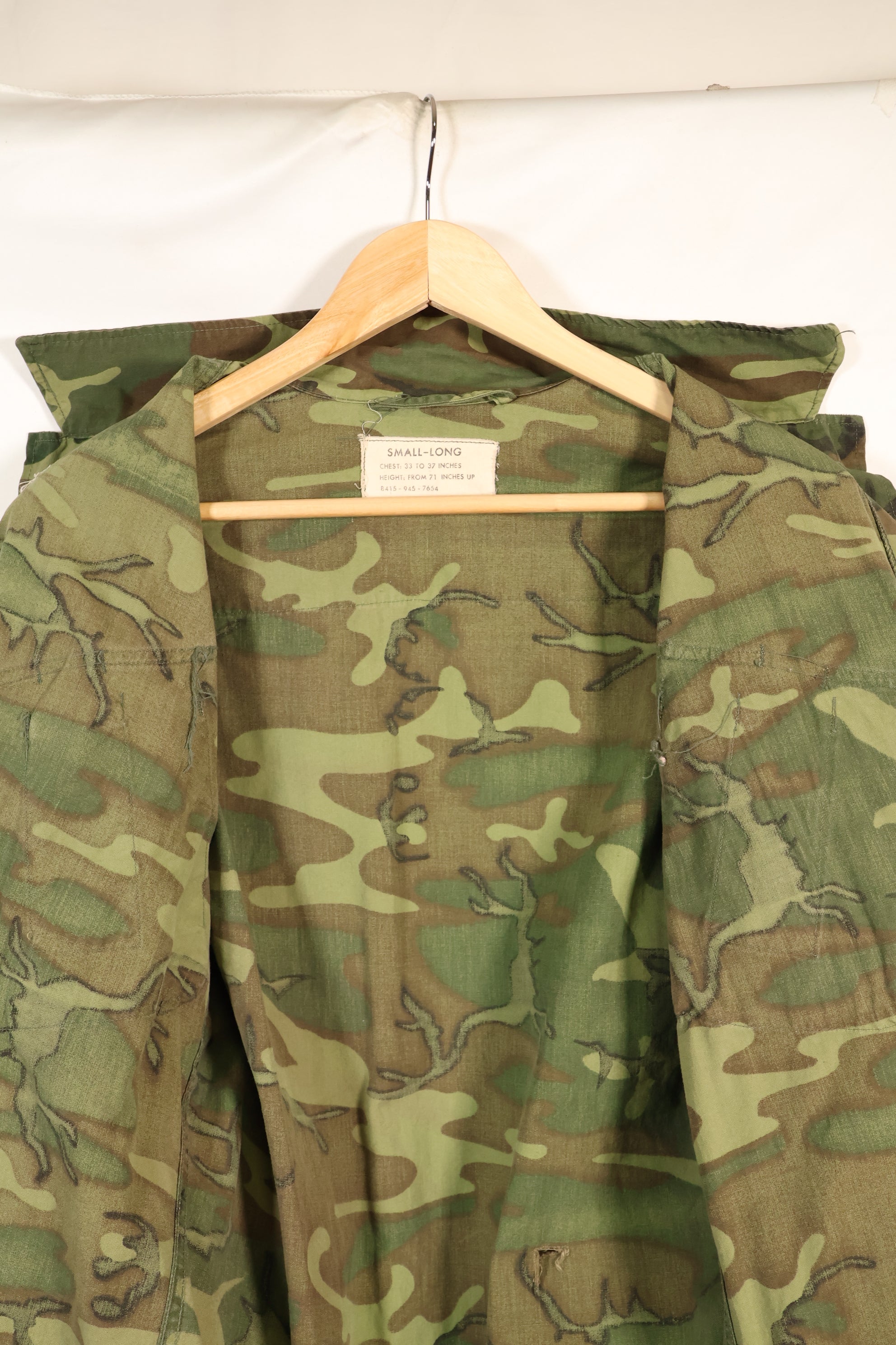Circa 1966-67 US Army ERDL Camouflage Leaf Camouflage Jungle Fatigue Jacket, used.