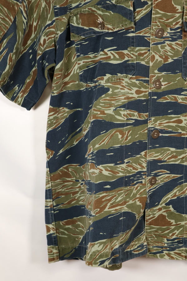 Mid-1970s, Thailand, Silver Tiger half sleeve shirt, tiger stripe, used.