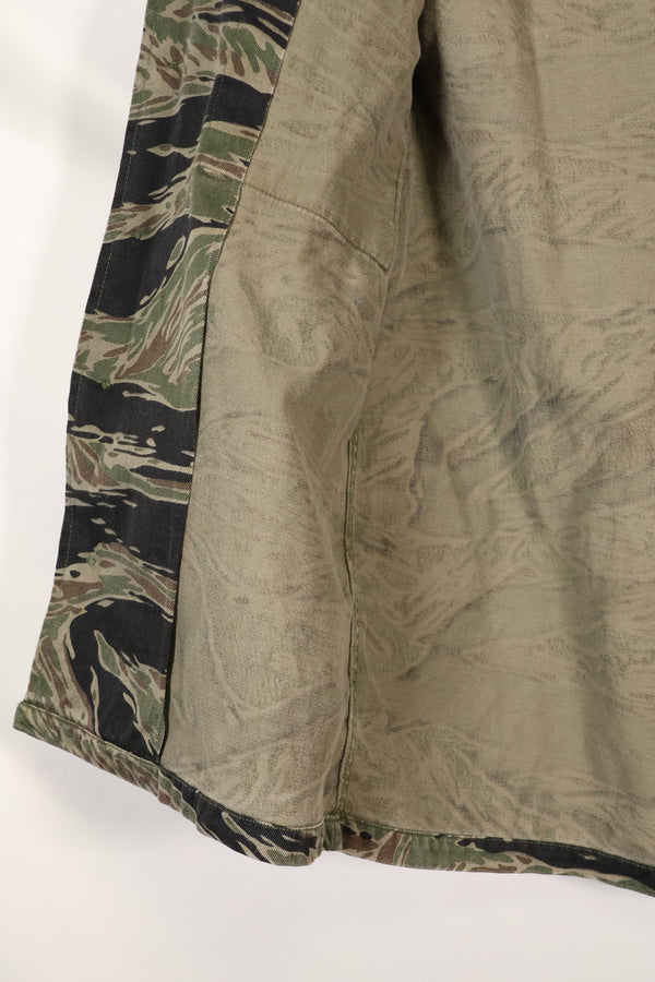 1960 年代日本银虎亚洲剪裁衬衫，虎纹，二手，无袖口。