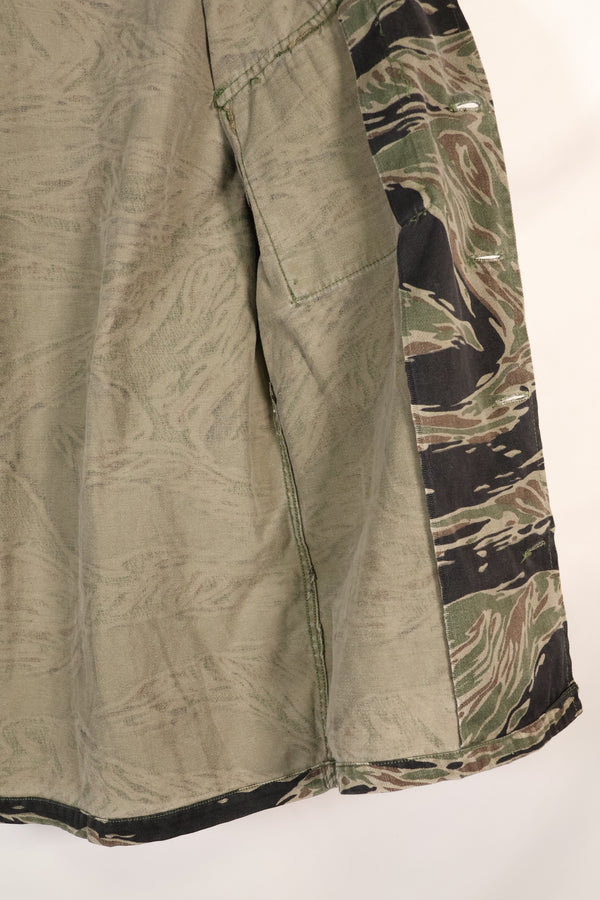 1960 年代日本银虎亚洲剪裁衬衫，虎纹，二手，无袖口。