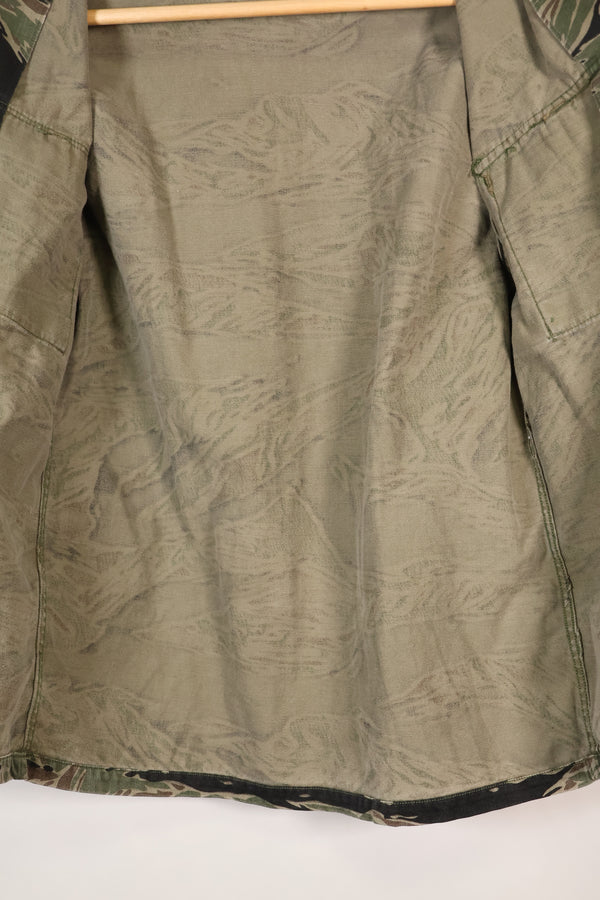 1960 年代日本银虎亚洲剪裁衬衫，虎纹，二手，无袖口。