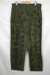 Real 1960s lot OG-107 baker pants, hand painted camouflage, used.