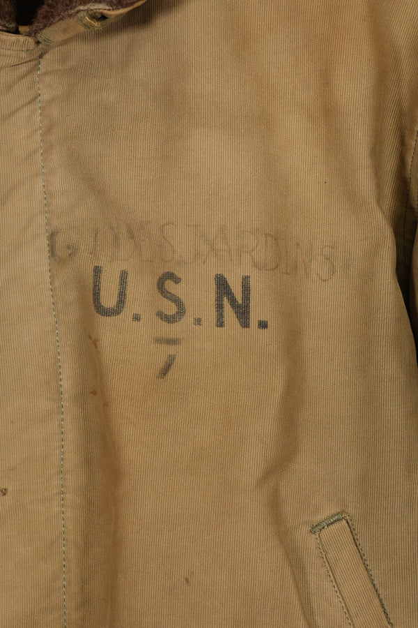1940s size 38 WWII US Navy N-1 deck jacket, used.