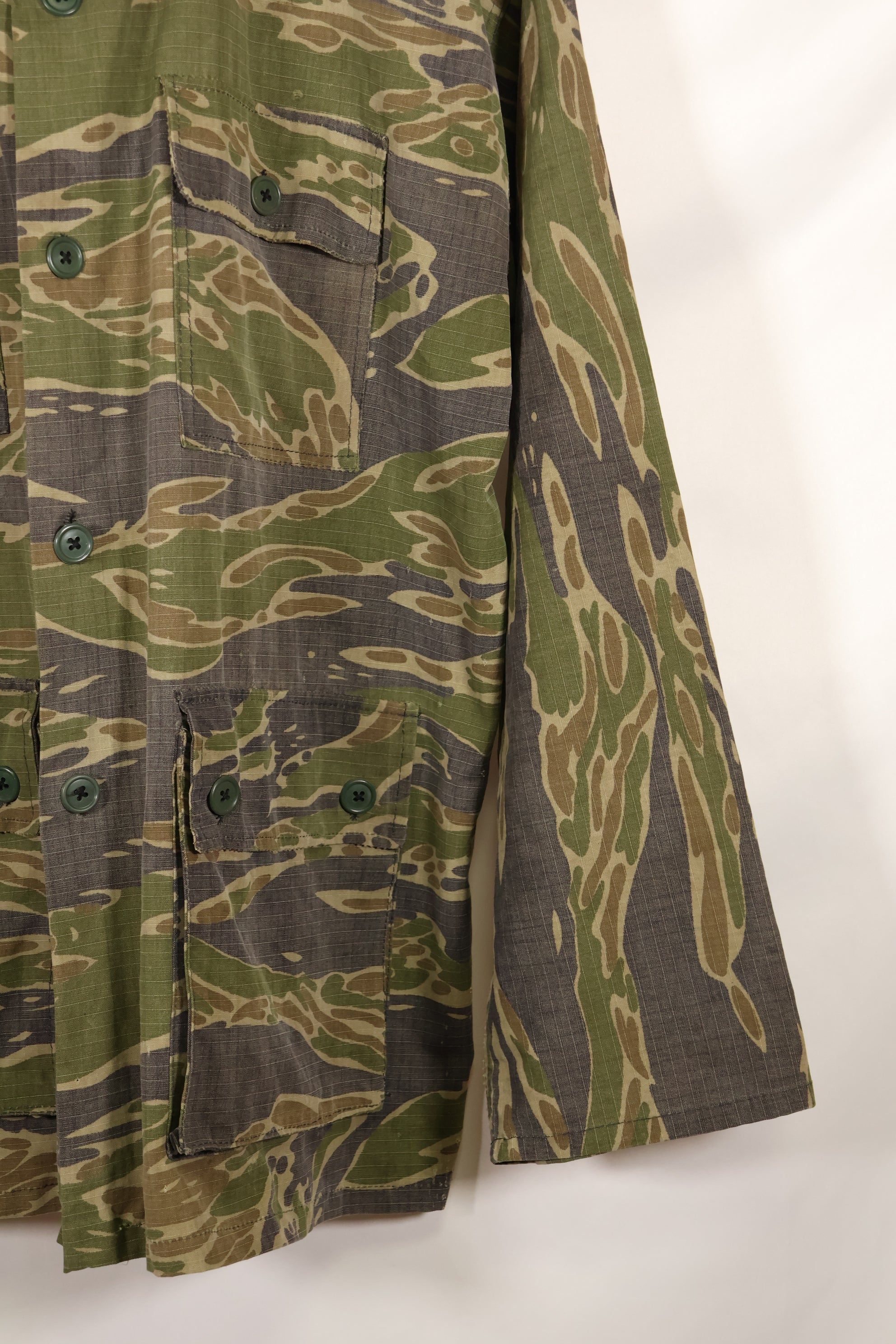 1970s South Vietnamese Marine Corps Tiger Stripe Shirt VNMC Late Ripstop Pattern Used