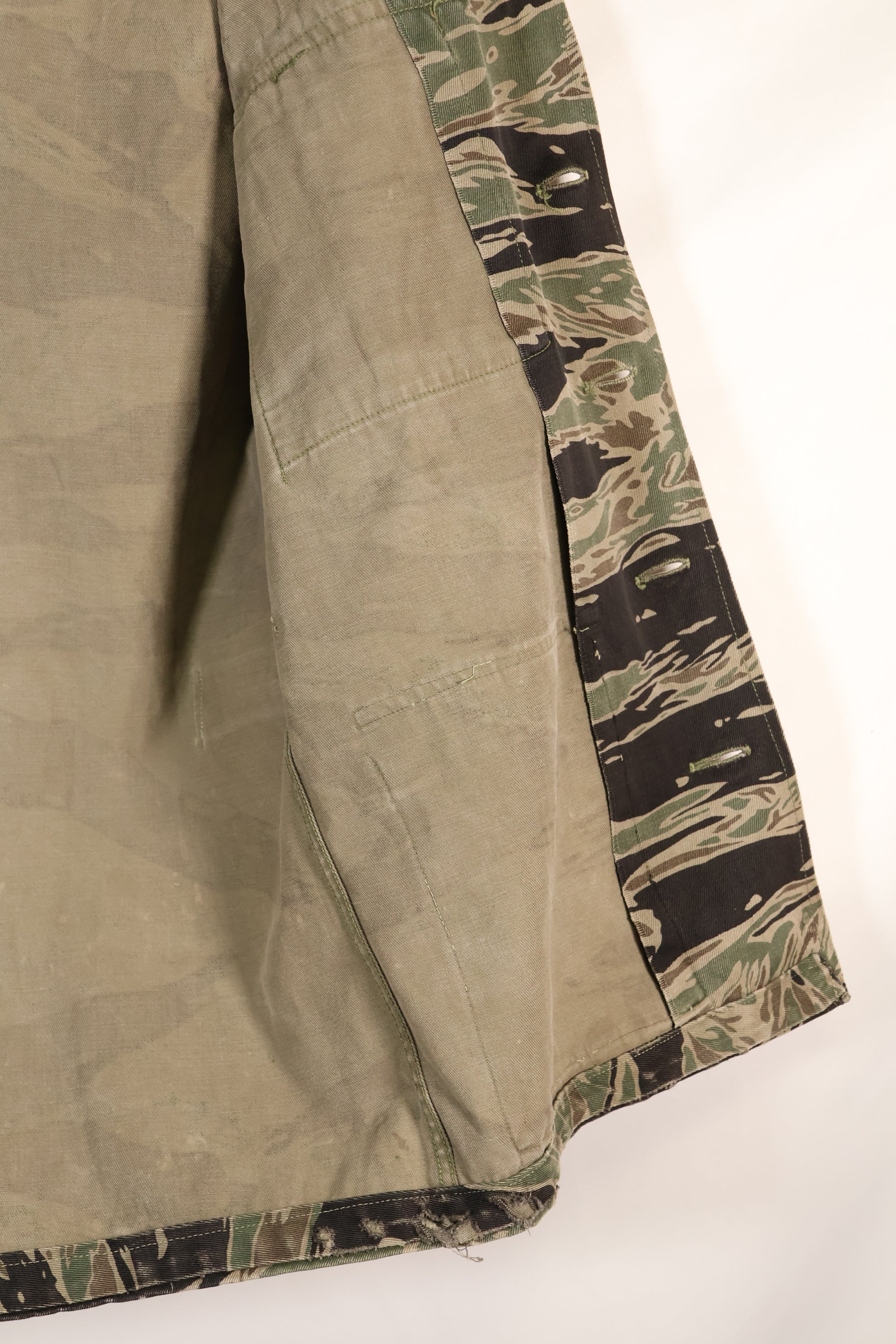1960's 1/2 A-S Japanese Silver Tiger Shirt, Tiger Stripe, with local alterations, used.