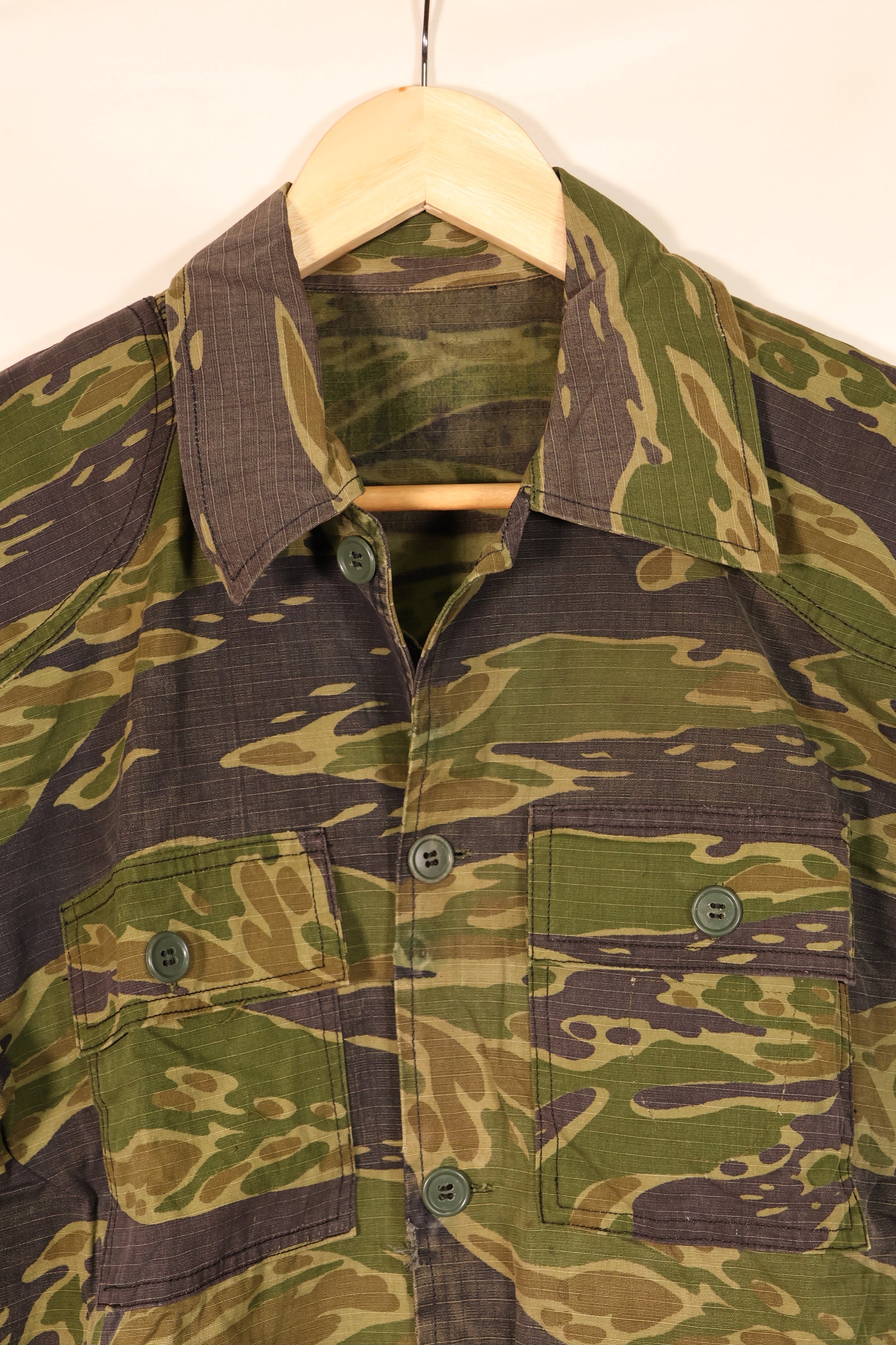 1970s—Authentic Fabric—Postwar Manufacture—VNMC 5th Model South Vietnamese Marine Corps Tiger Stripe Shirt—Used