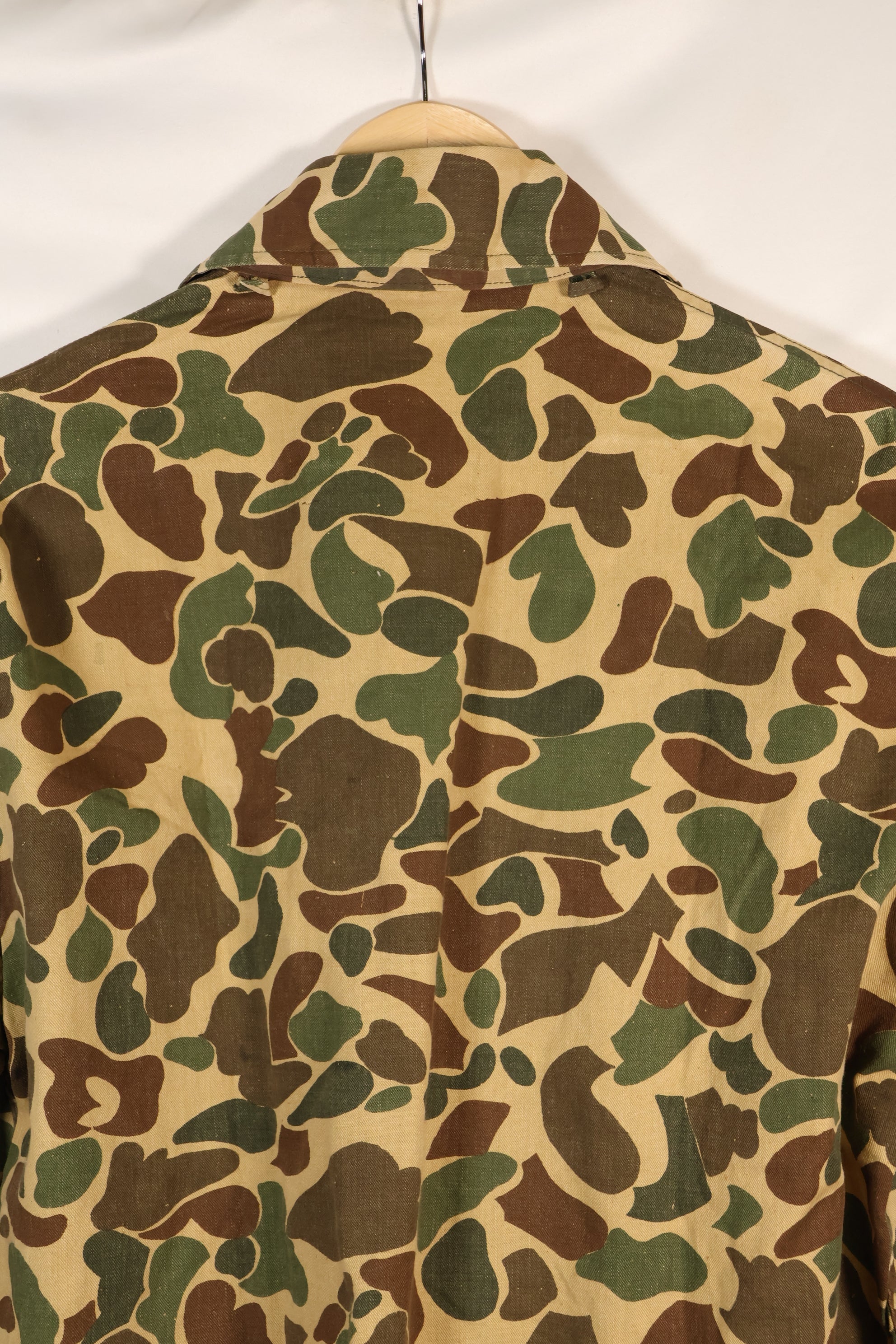 1970's manufactured in Okinawa, Japan, Beogum camouflage duck hunter hunting shirt, used.