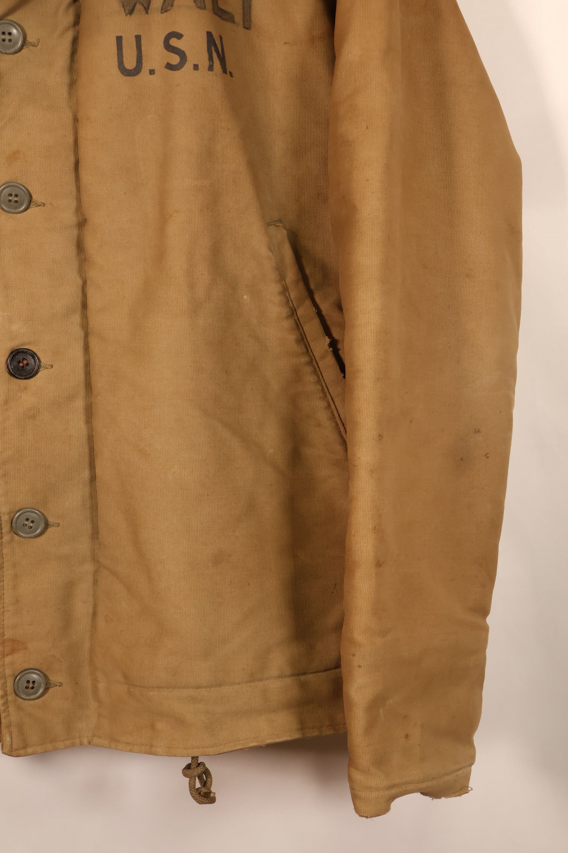 1940s, WWII, U.S. Navy, Deck Jacket, With Patches, Used, Oversized