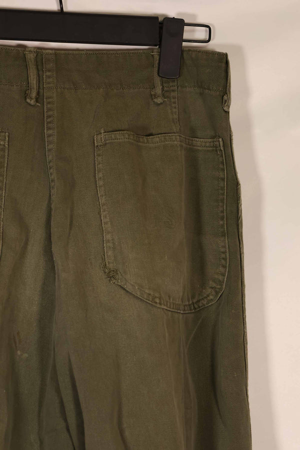 Real late 1940s - early 1950s M45 OD cotton field pants, used, strong signs of use.