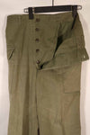 Real late 1940s-early 1950s M45 OD cotton field pants, used, strong signs of use B