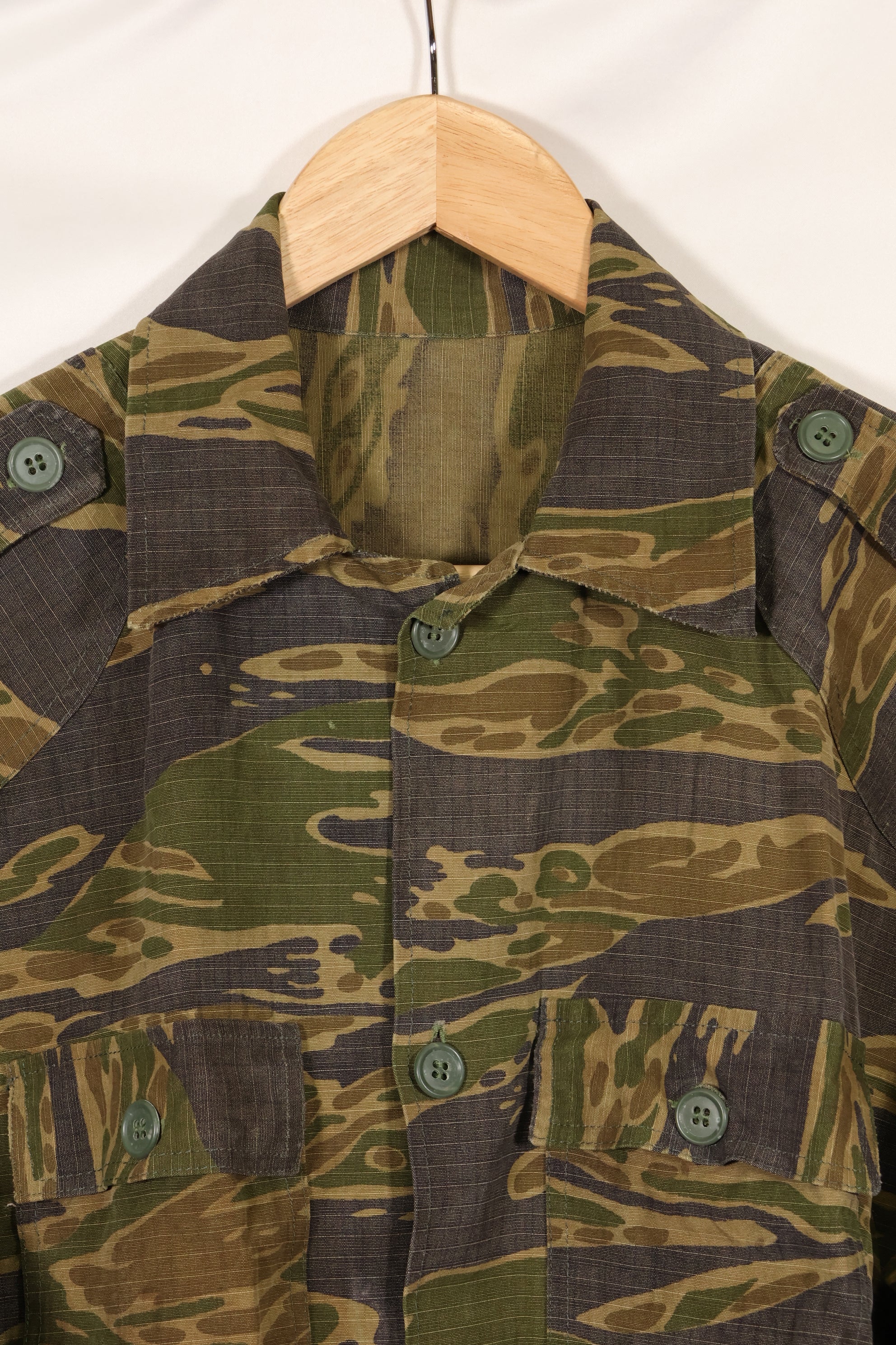 1970s South Vietnamese Marine Corps Tiger Stripe Shirt VNMC Late Ripstop Pattern Used