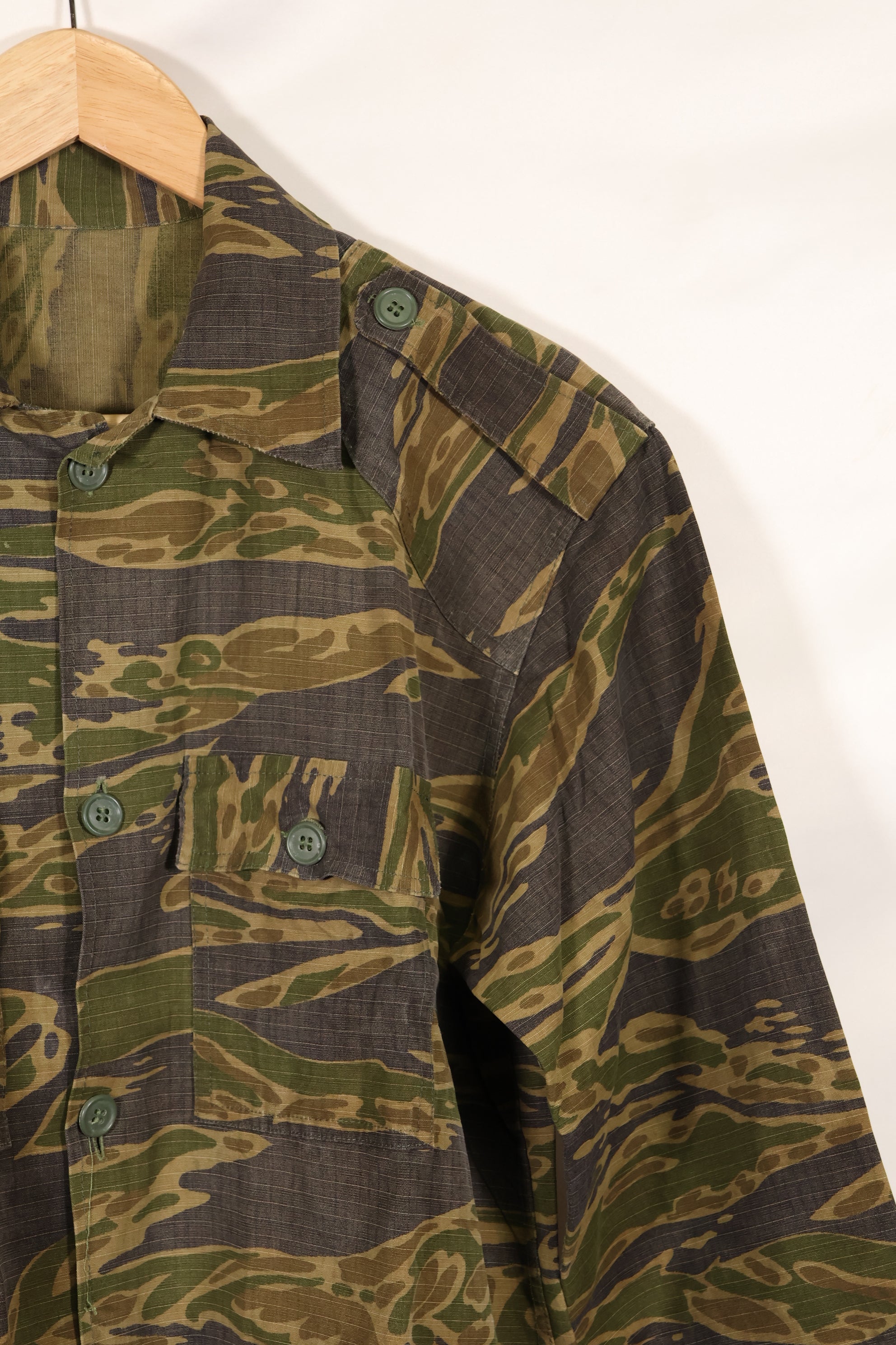 1970s South Vietnamese Marine Corps Tiger Stripe Shirt VNMC Late Ripstop Pattern Used