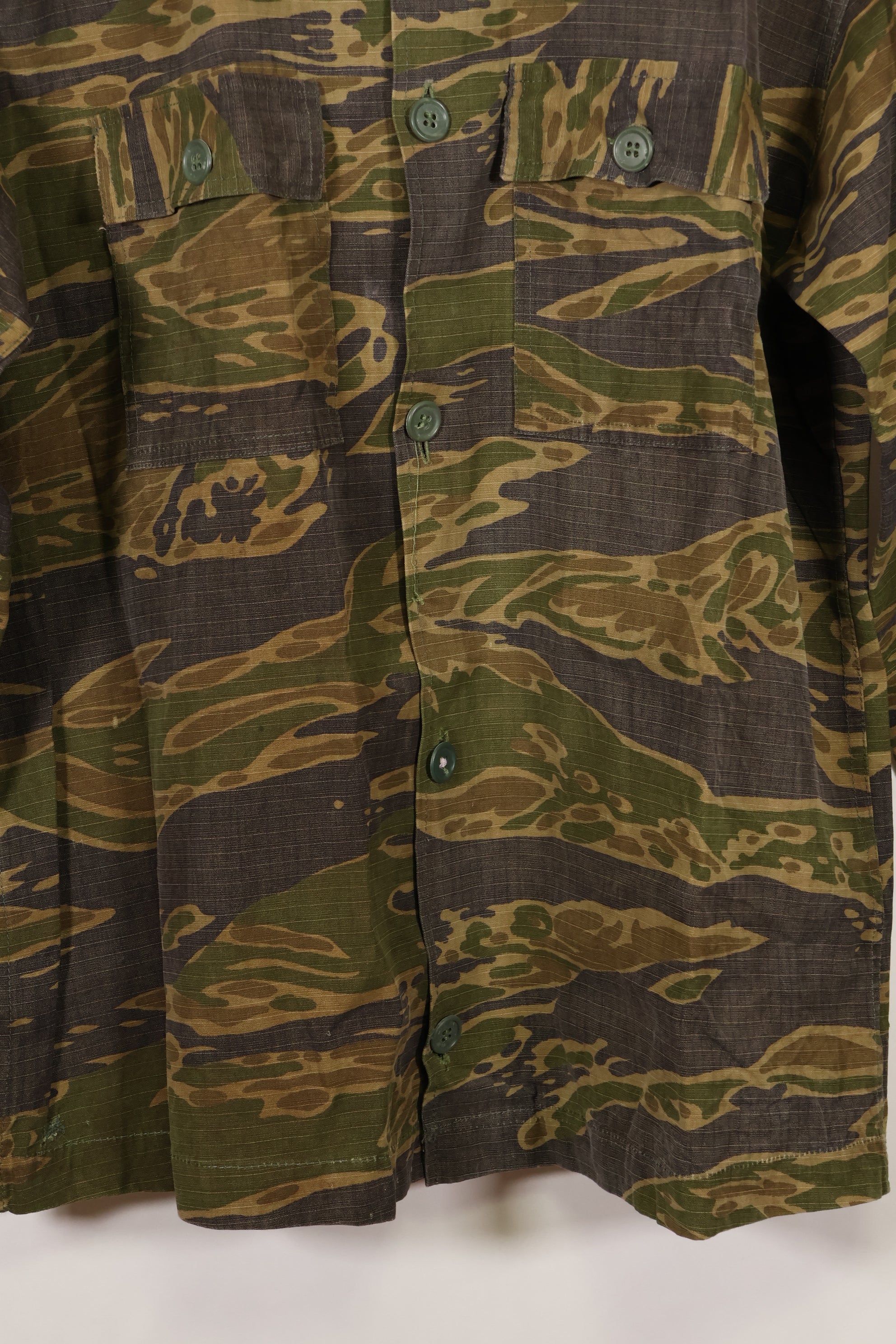 1970s South Vietnamese Marine Corps Tiger Stripe Shirt VNMC Late Ripstop Pattern Used