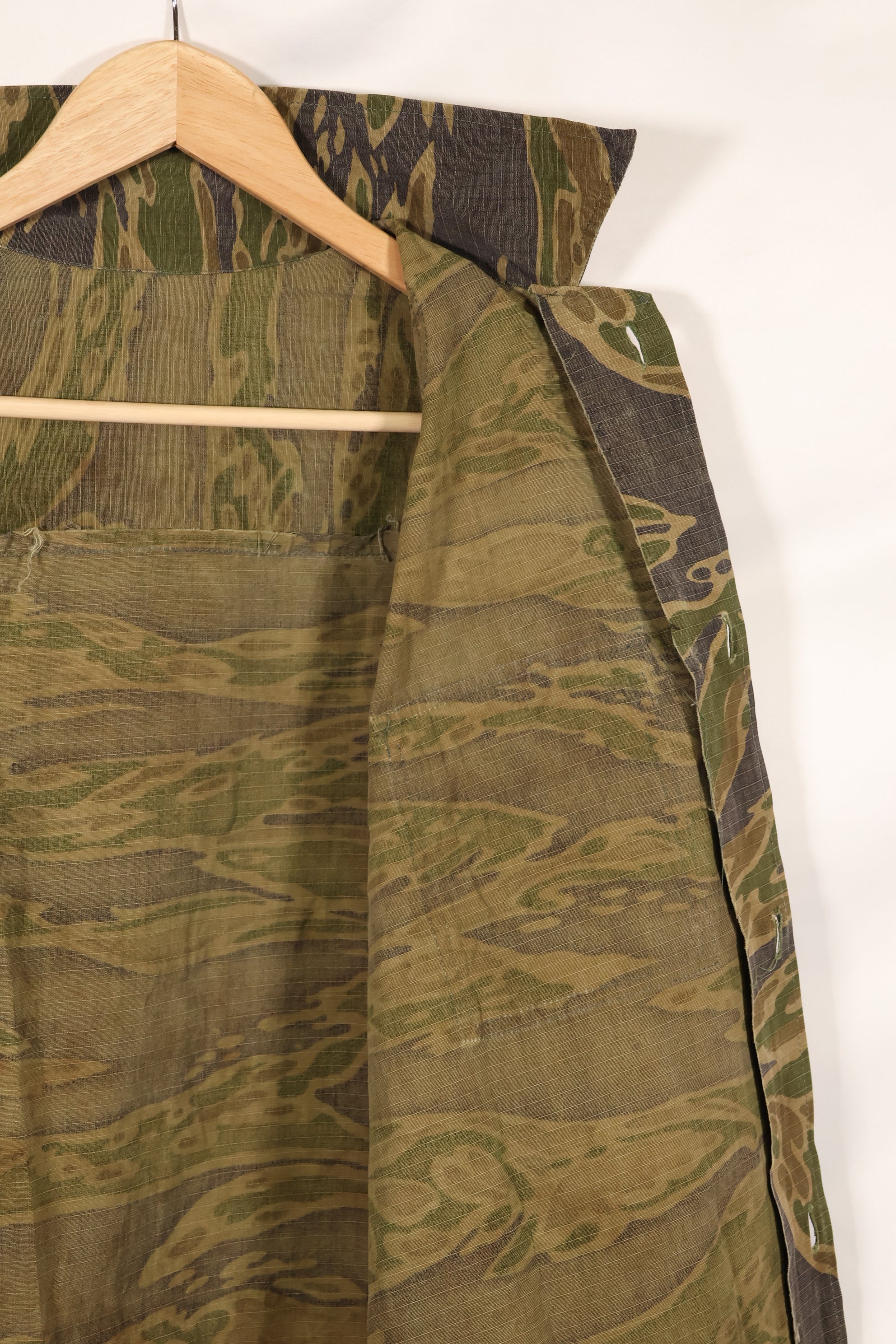 1970s South Vietnamese Marine Corps Tiger Stripe Shirt VNMC Late Ripstop Pattern Used