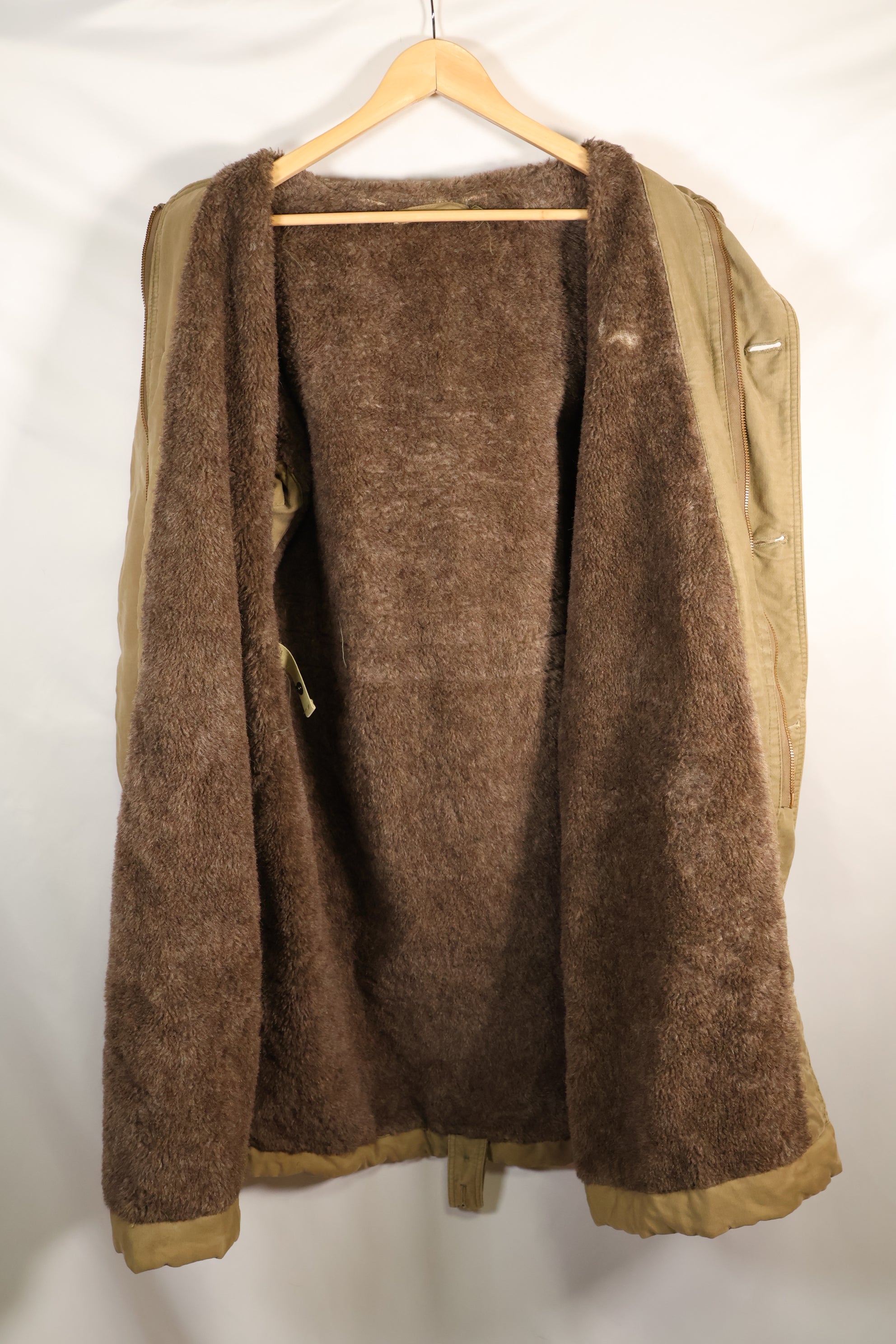 1940s WWII US Navy N-1 deck coat parka, faded, no stencil, used.