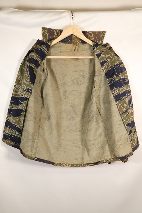 1960's semi Japanese silver tiger shirt, Asian cut, little fading, used.