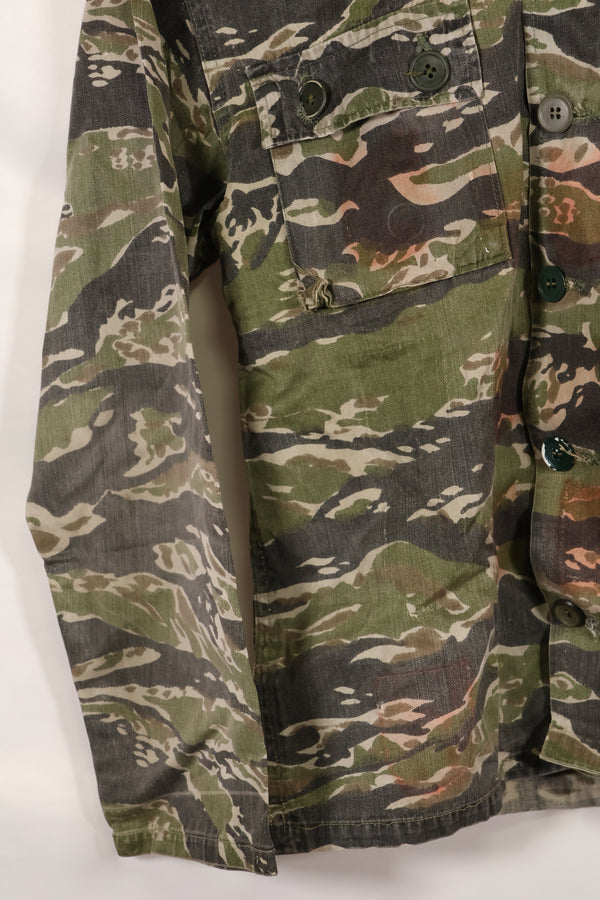 1960s Tiger stripe shirt, CIDG pattern, faded, stained, used.