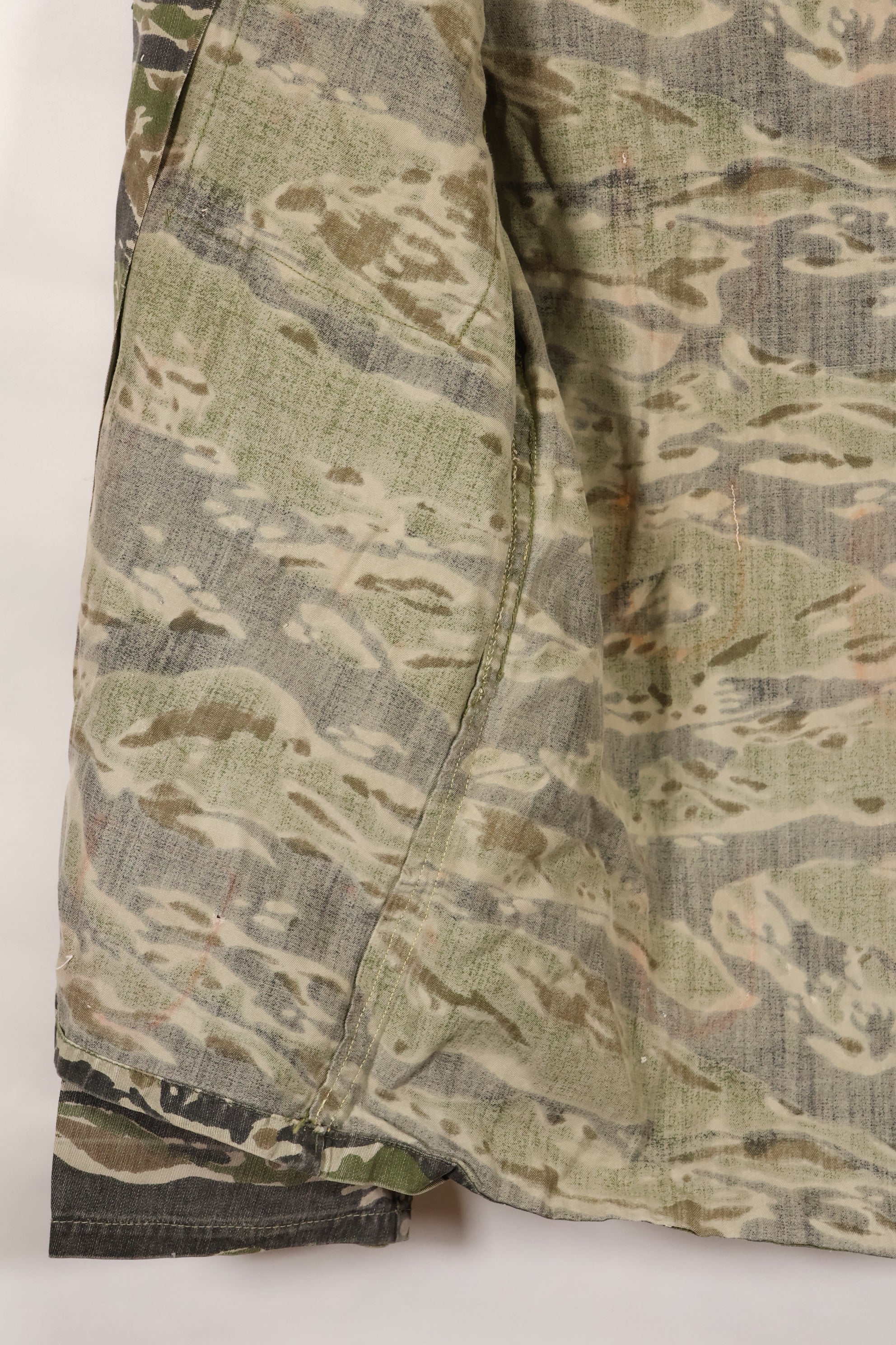 1960s Tiger stripe shirt, CIDG pattern, faded, stained, used.