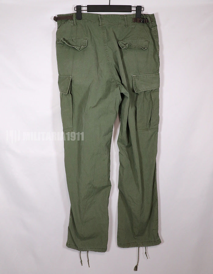 Real Poplin jungle fatigue pants, faded, used.