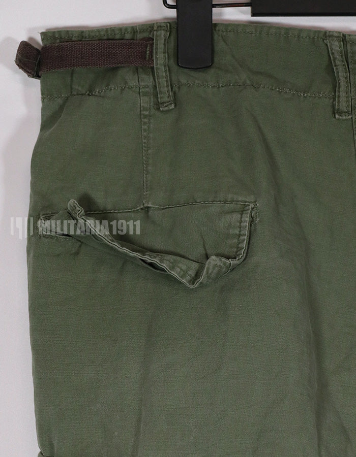 Real Poplin jungle fatigue pants, faded, used.