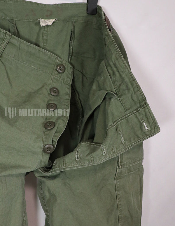 Real Poplin jungle fatigue pants, faded, used.