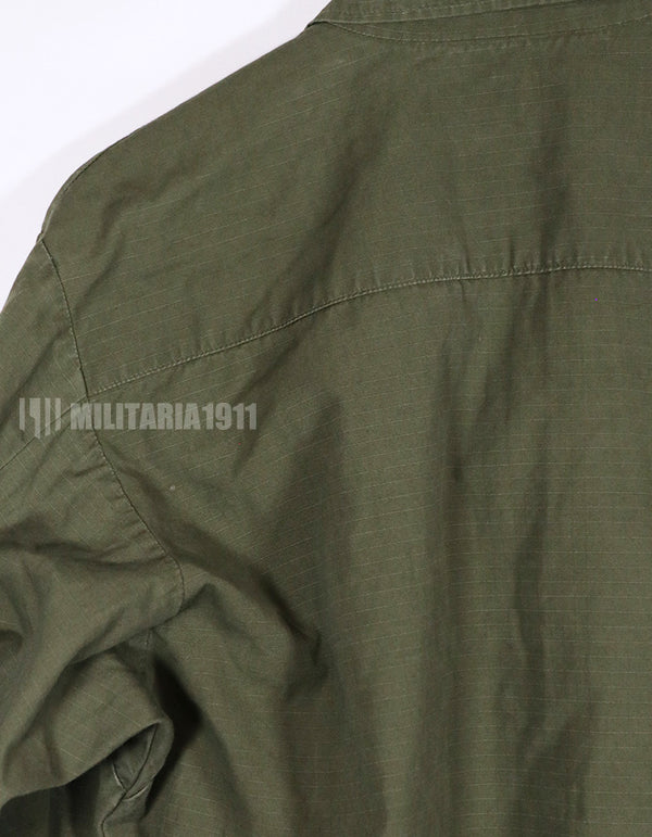 Real 1968 4th Model Jungle Fatigue Jacket, stained, patch included.