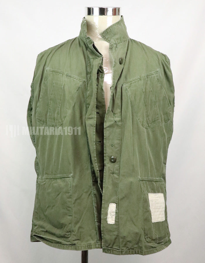 Real 2nd model jungle fatigues jacket, worn, scratched, faded.