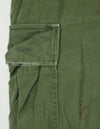 Original 2nd model Jungle Fatigue pants, non-ripstop, worn, scratched, faded. Scuffed, faded